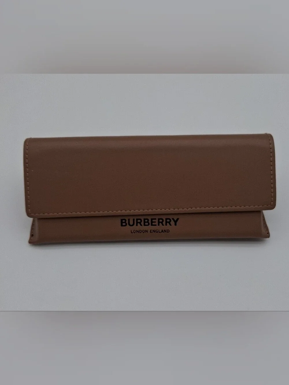 BURBERRY Folding Eyeglasses Sunglasses Case Tan Brown Collapsible Eyewear EUC